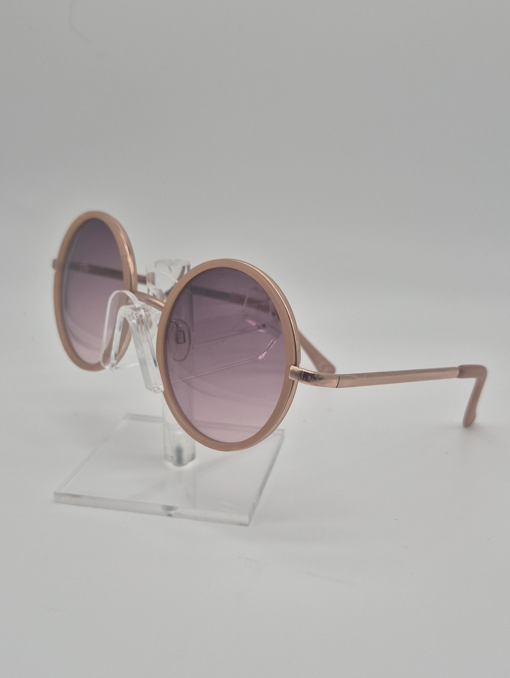 H&M Rose Gold Round Sunglasses with Purple Lenses